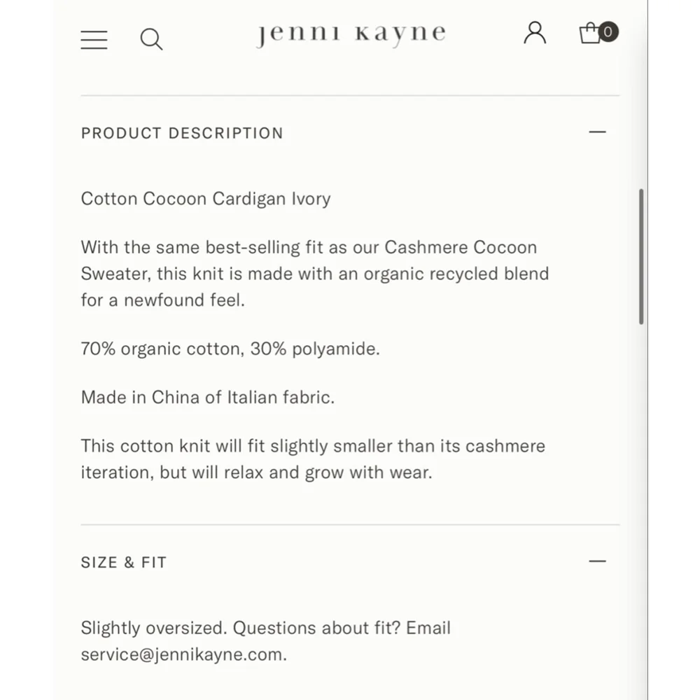 NWT Jenni Kayne Cotton Cocoon Cardigan Ivory XS (Fits up to xl!) - Picture 5 of 6